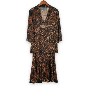 NEW NWT City Girl Animal Print 2Pc Skirt Set Rhinestone Embellished Sizes M L XL